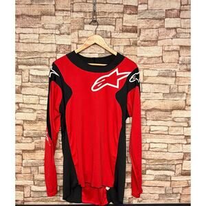 Alpinestars Moto Jersey Long Sleeve Racing Red Black bike MTB Sz Large